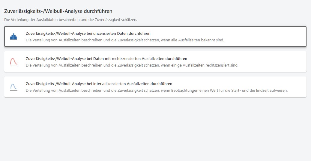 Zuverlässigkeits-/Weibull-Analyse durchführen