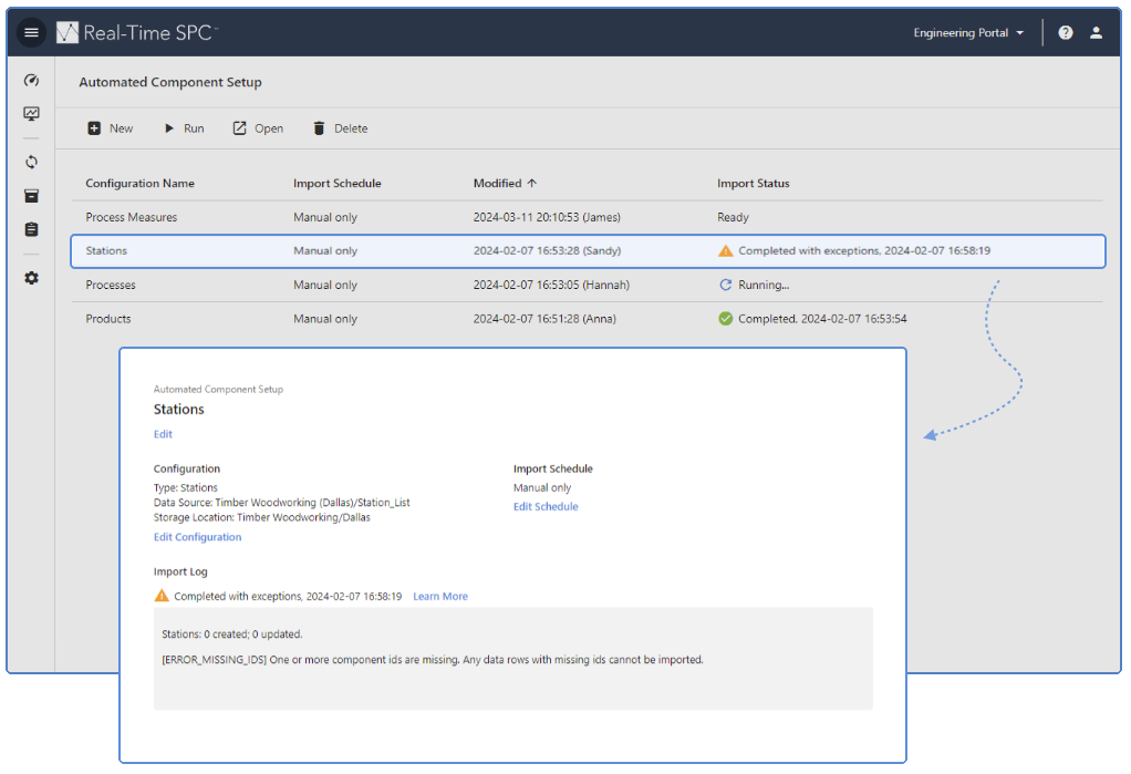Automatisierte Komponenteneinrichtung mit Ausnahmen abgeschlossen