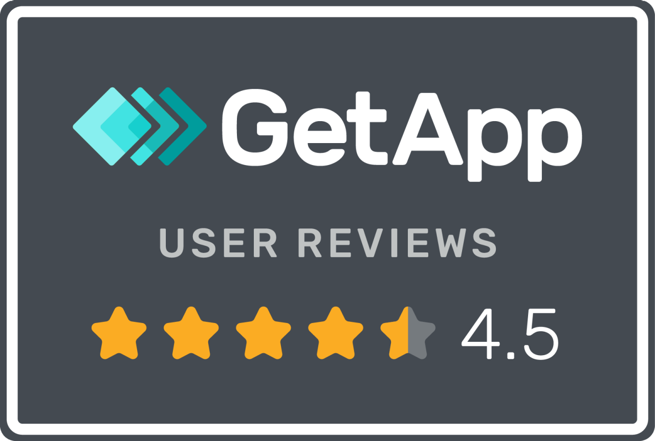 GetApp User Reviews 4.5/5
