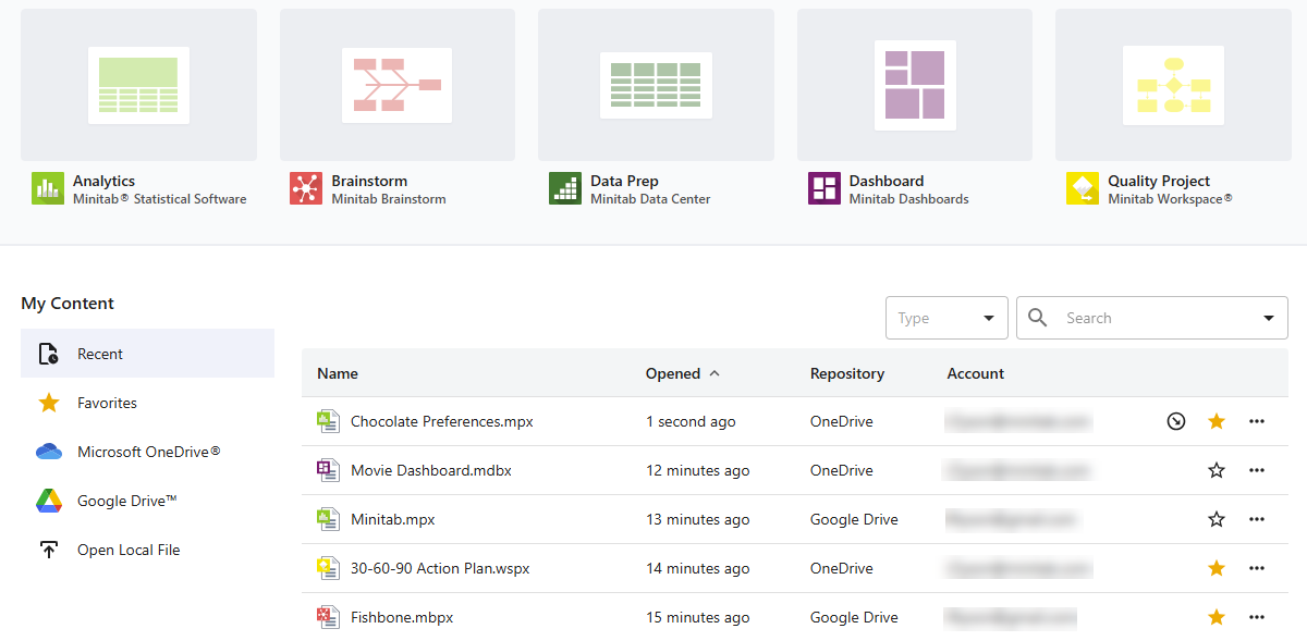 Online Repositories: Recent and Favorite Files