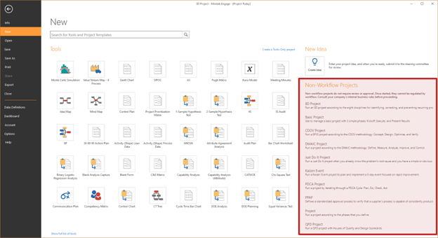 Engage avec modèles de projet non flux de travail désactivés