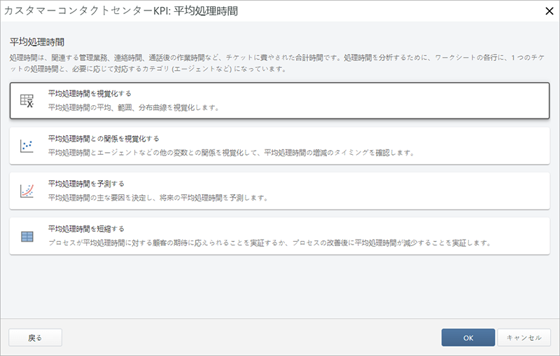 潜在的な平均処理時間分析のスクリーンショット
