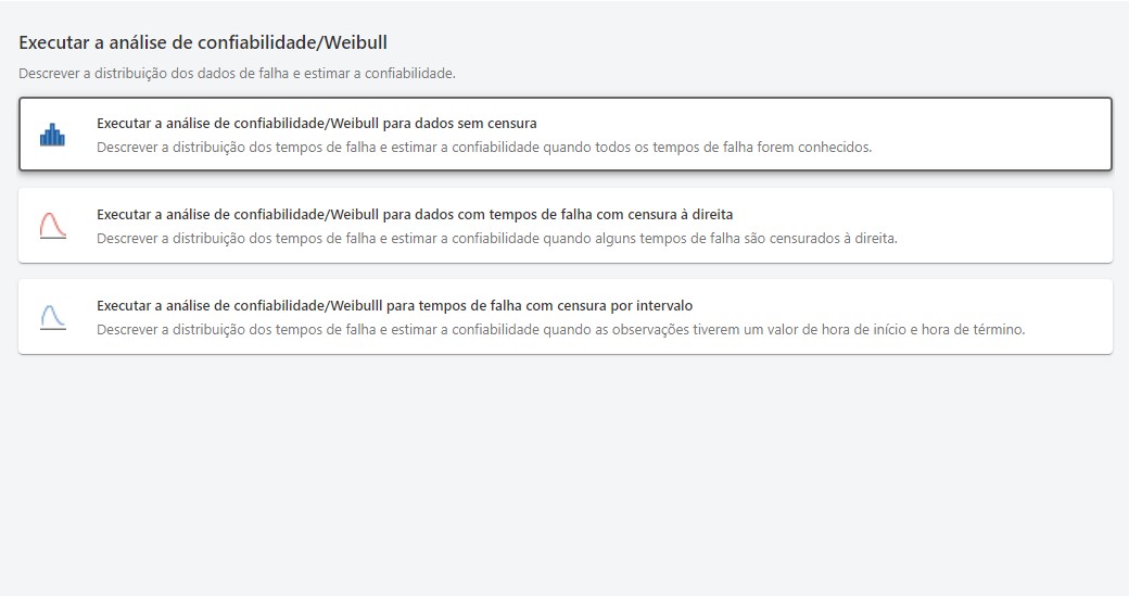 Realizar análise de confiabilidade/Weibull